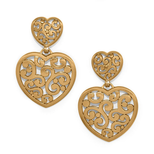 JA0177 Contempo Heart Double Post Drop Earrings