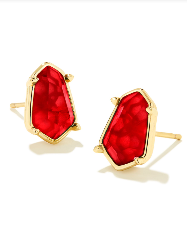 Alexandria Stud Earrings Gold Cranberry Illusion