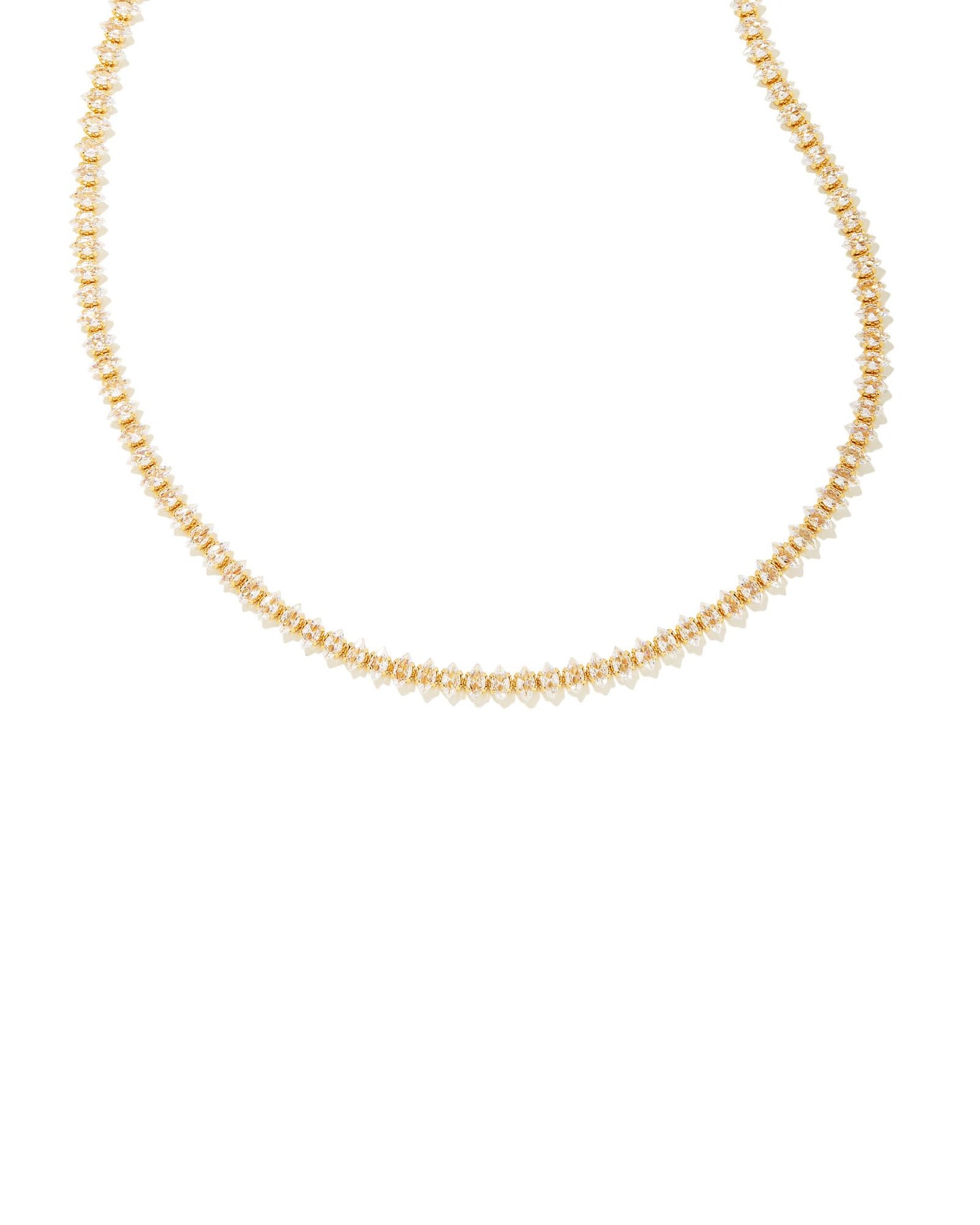 LARSAN TENNIS NECKLACE GOLD WHITE CZ ONE SIZE