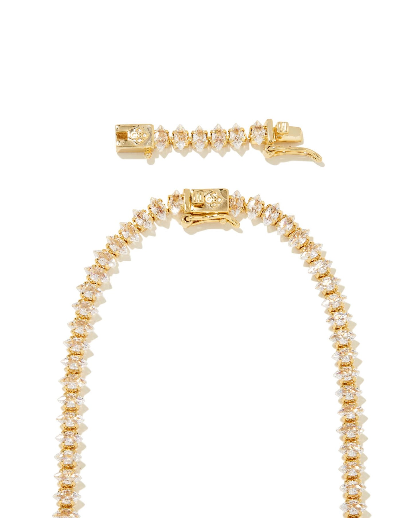 LARSAN TENNIS NECKLACE GOLD WHITE CZ ONE SIZE