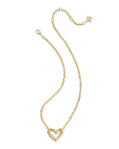9608886903 EMERY HEART SHORT PENDANT NECKLACE GOLD WHITE CZ ONE SIZE