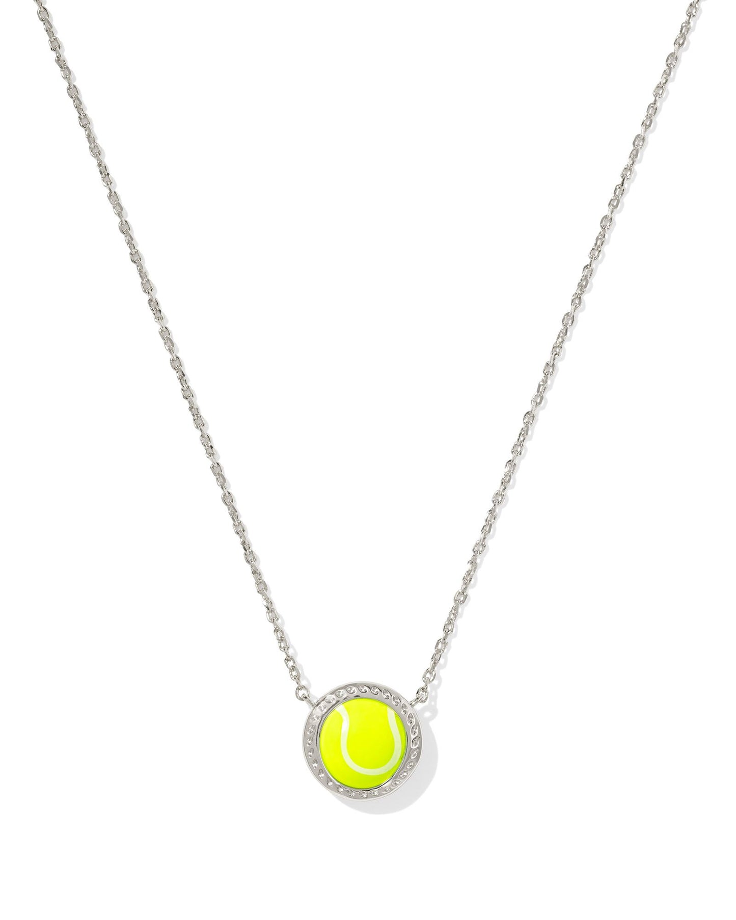 TENNIS SHORT PENDANT NECKLACE SILVER CHARTREUSE MAGNESITE ONE SIZE