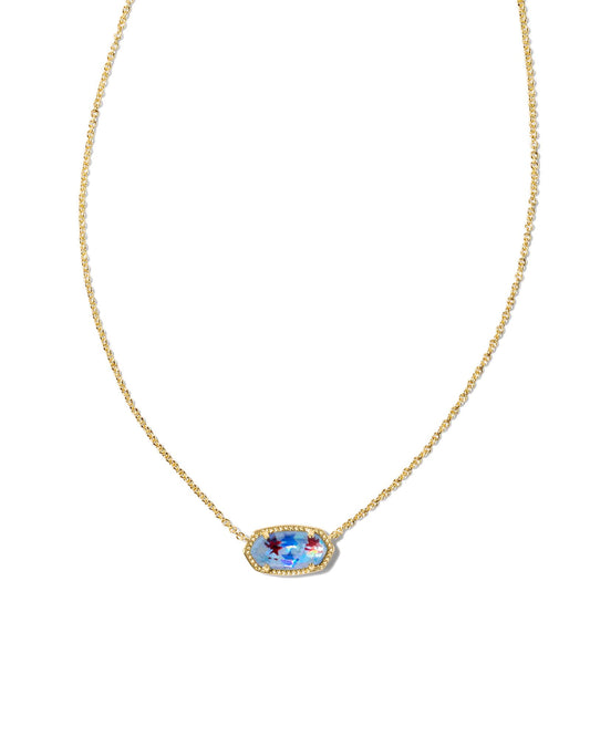9608860209 ELISA SHORT PENDANT NECKLACE GOLD RED WHITE BLUE STAR ILLUSION ONE SIZE
