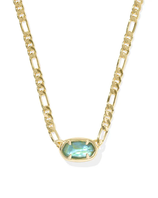 9608881041 ELISA FIGARO CHAIN SHORT PENDANT NECKLACE GOLD DEEP AQUA ILLUSION ONE SIZE