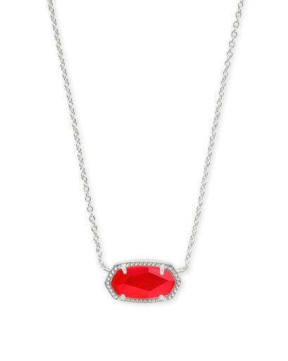 9608800210 ELISA SHORT PENDANT NECKLACE RHODIUM RED ILLUSION