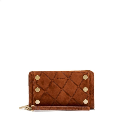 Bryant Wallet Chocolate Diamond Suede/Antique Gold