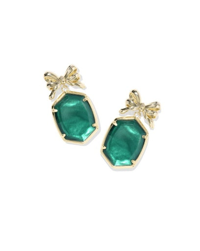 NEW!  9608878943 DAPHNE BOW DROP EARRINGS GOLD PINE ILLUSION ONE SIZE