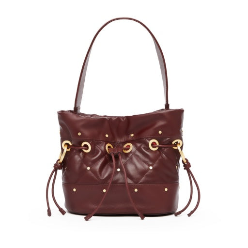 PREORDER NOW!  Gianna Small Quilted Cherrywood/Brushed Gold