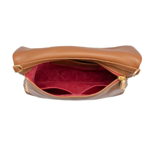 Vip Medium Mahogany Pebble/Brushed Gold Red Zipper