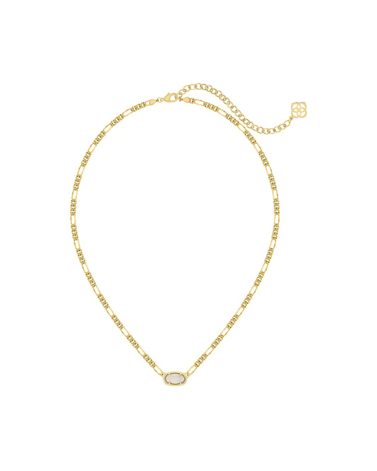 9608872966 ELISA FIGARO CHAIN SHORT PENDANT NECKLACE GOLD IRIDESCENT ABALONE ONE SIZE