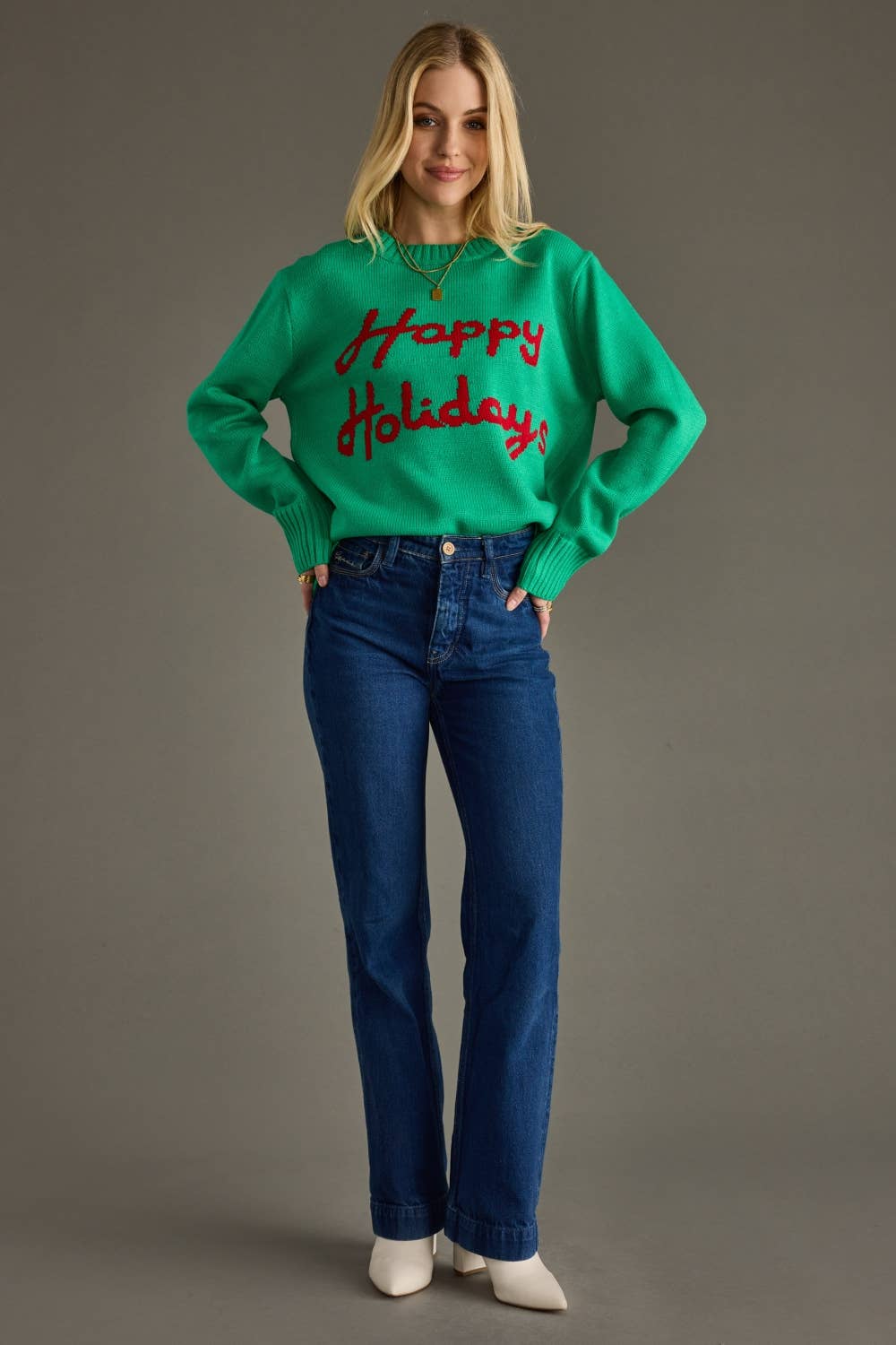 Green & Red Happy Holidays Sweater