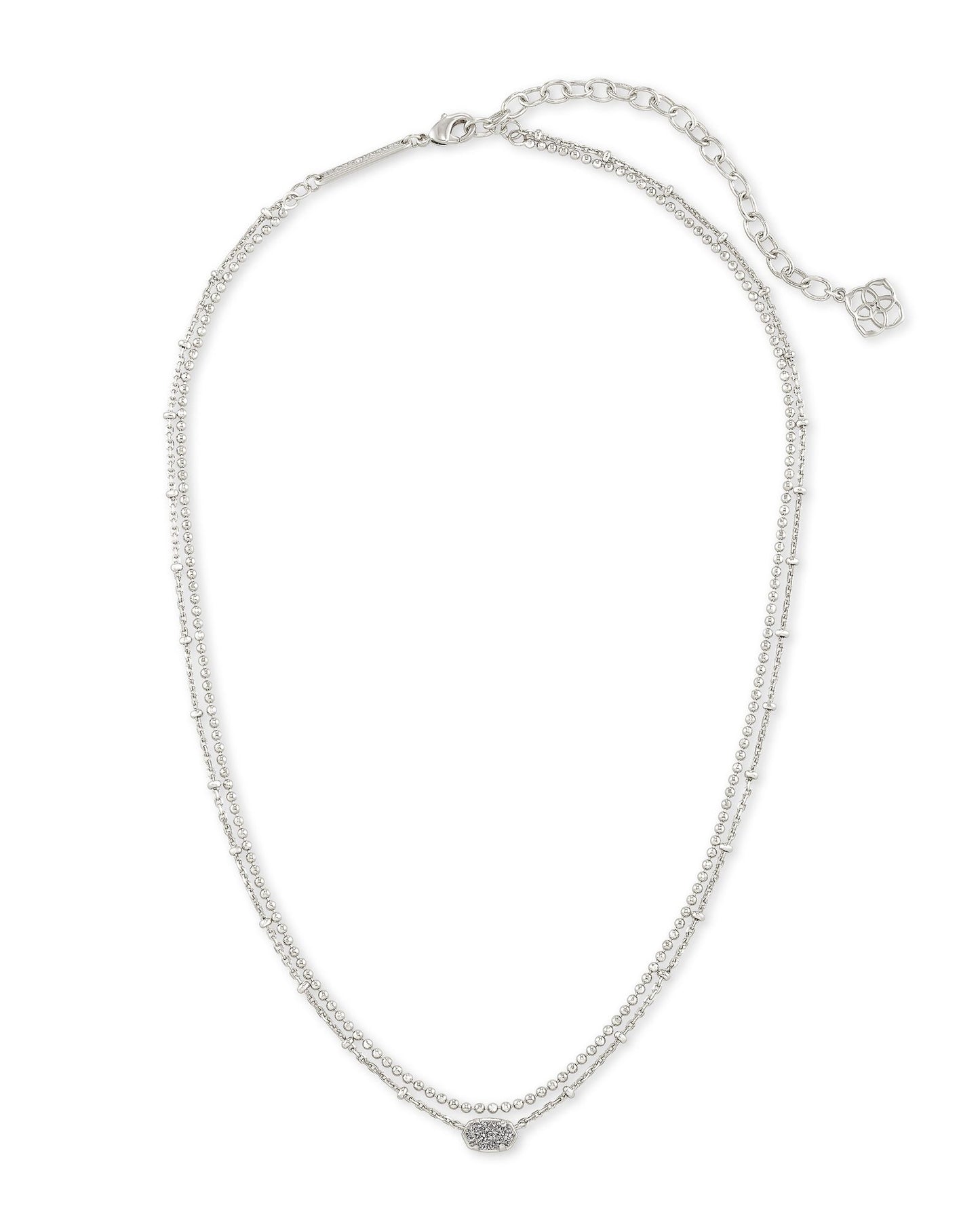 EMILIE MULTI STRAND NECKLACE RHODIUM PLATINUM DRUSY ONE SIZE