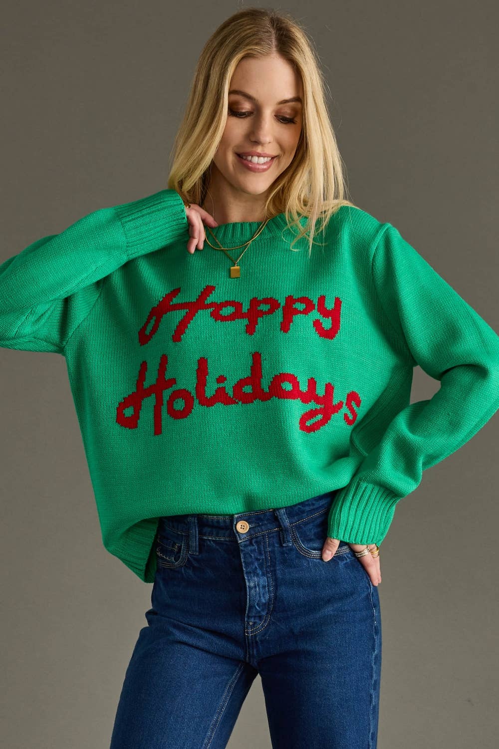Green & Red Happy Holidays Sweater