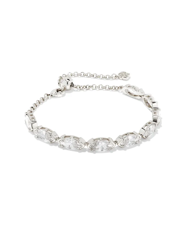 Genevieve Delicate Chain Bracelet Silver White Cz
