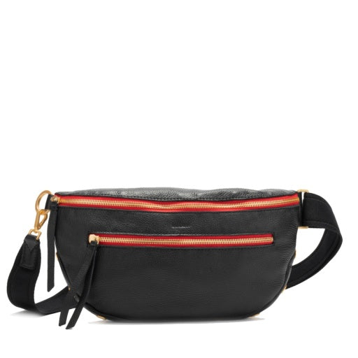 Charles Large Black Brushed Gold Red Zipper