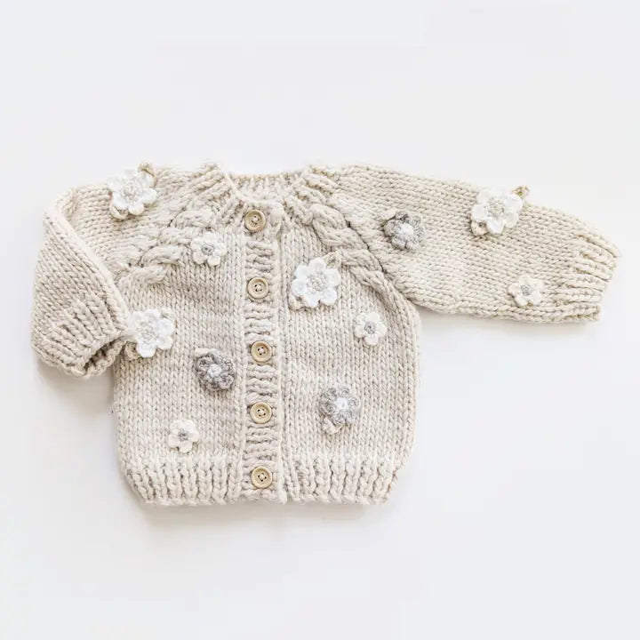 Flower Cardigan Sweater Natural