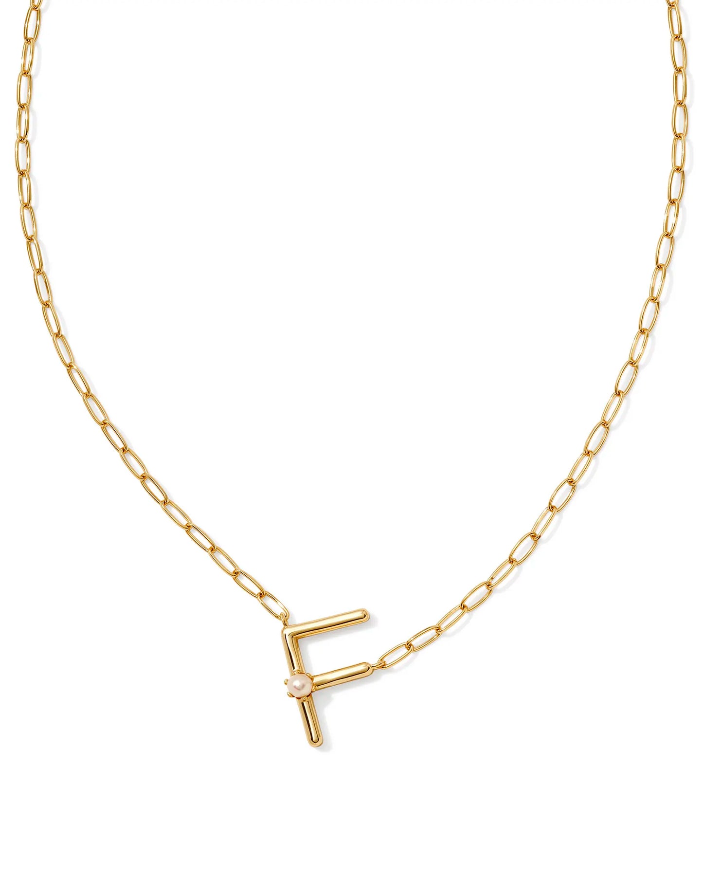 9608872609 PEARL LETTER F SHORT PENDANT NECKLACE GOLD WHITE PEARL ONE SIZE