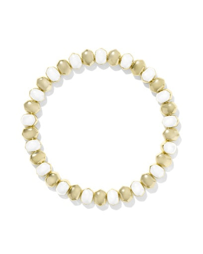 9608876182 DAPHNE ENAMEL STRETCH BRACELET GOLD WHITE ENAMEL ONE SIZE