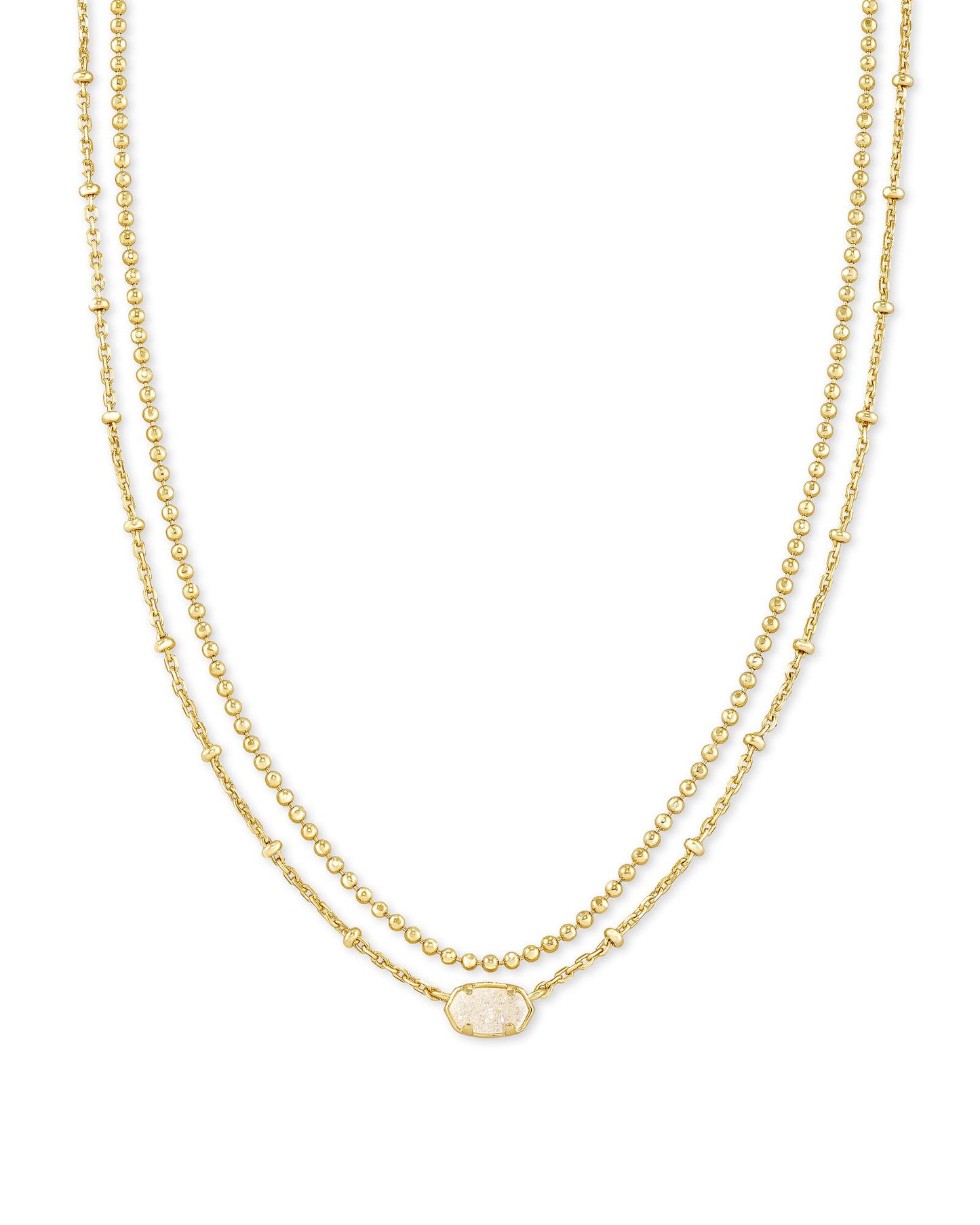 EMILIE MULTI STRAND NECKLACE GOLD IRIDESCENT DRUSY ONE SIZE