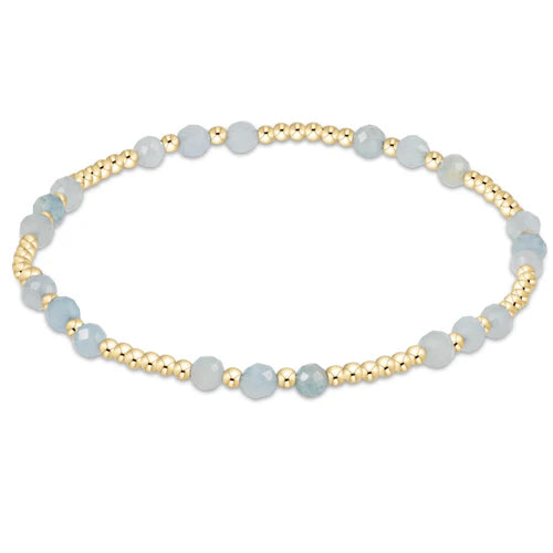 BGEMGJOYP3AQ Gemstone Gold Joy Pattern 3mm Bead Bracelet - Aquamarine