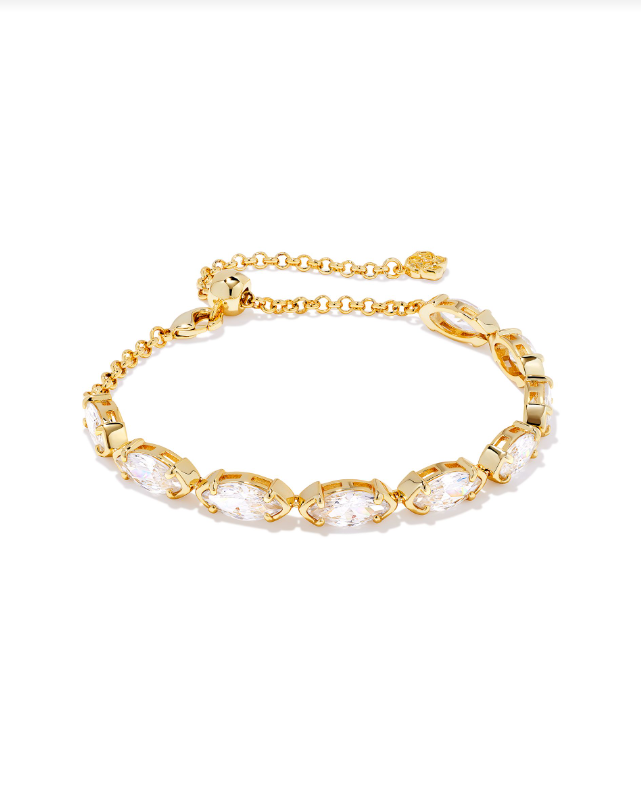 Genevieve Delicate Chain Bracelet Gold White Cz