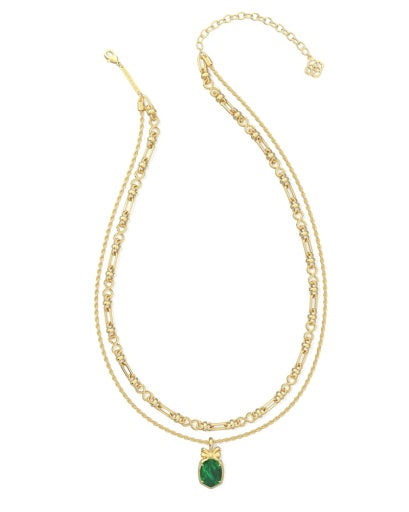 NEW!  9608890201 DAPHNE BOW MULTI STRAND NECKLACE GOLD PINE ILLUSION ONE SIZE