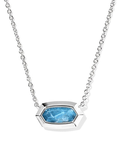 9608880335 ELISA BEZEL SHORT PENDANT NECKLACE SILVER VARIEGATED INDIGO MAGNESITE ONE SIZE