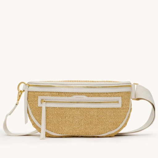 Charless Crossbody large Calla Lily White Raffia/Brushed Gold Hammered