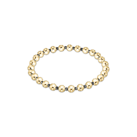 BEXBRSILFHEM2INSSMG enewton Extends - Bright Silver Faceted Hematite 2mm Bead Bracelet - Inspire Small Gold Charm