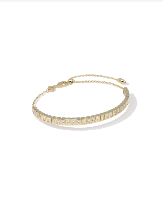 Gracie Tennis Delicate Chain Bracelet Gold White Cz