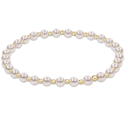 BCLGRAPPE4 Classic Grateful Pattern 4mm Bead Bracelet - Pearl