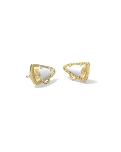 9608887410 CHEER STUD EARRINGS GOLD WHITE MOTHER OF PEARL ONE SIZE