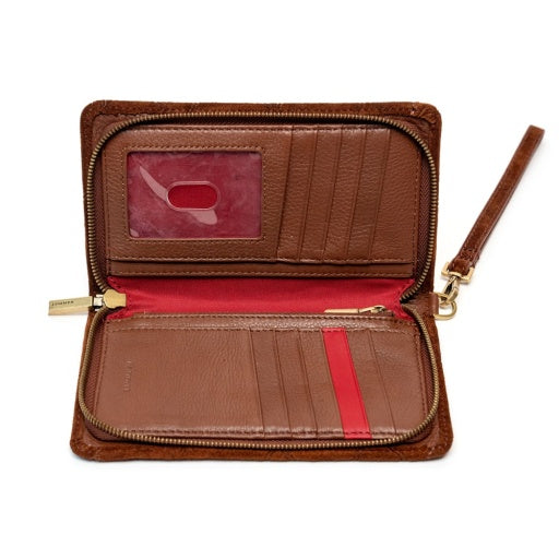 Bryant Wallet Chocolate Diamond Suede/Antique Gold