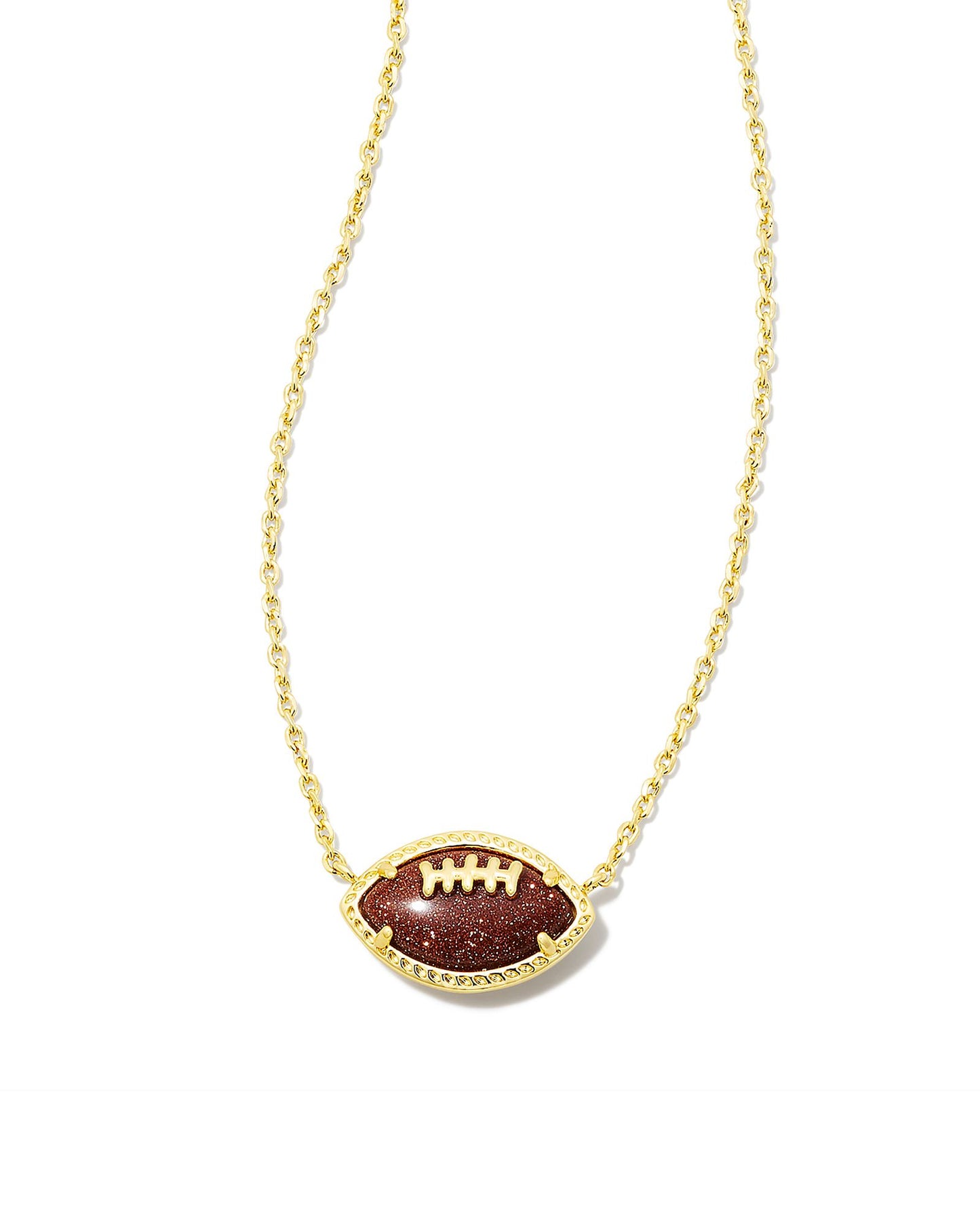 FOOTBALL SHORT PENDANT NECKLACE GOLD ORANGE GOLDSTONE ONE SIZE