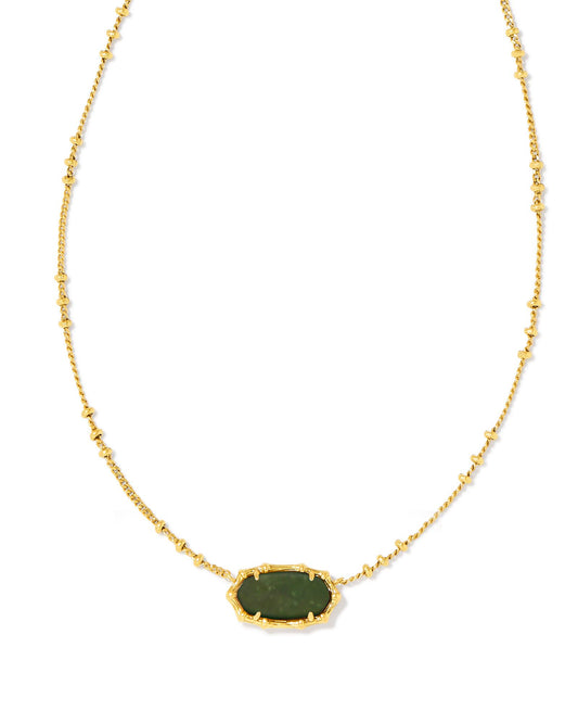 9608872604 ELISA BAMBOO FRAME SHORT PENDANT NECKLACE GOLD SAGE SERPENTINE ONE SIZE