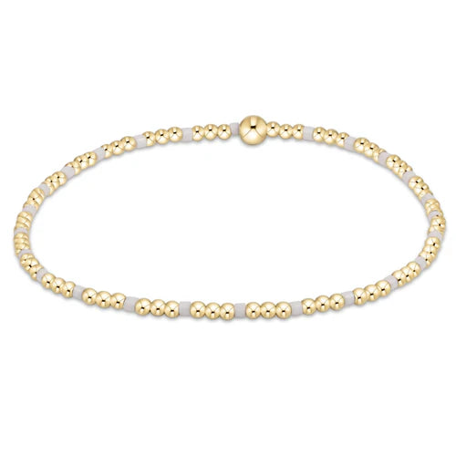 BHOPSINP2WHI Hope Sincerity Pattern 2mm Bead Bracelet - White