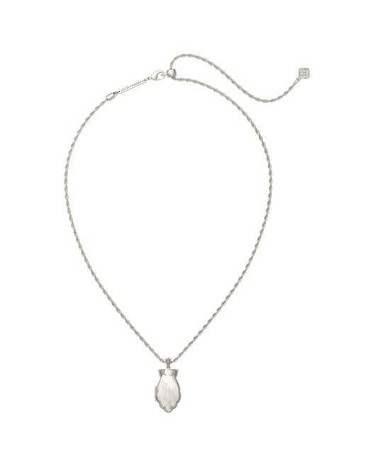 9608881877 ALEXA LOCKET SHORT PENDANT NECKLACE VINTAGE SILVER IVORY MOTHER OF PEARL ONE SIZE