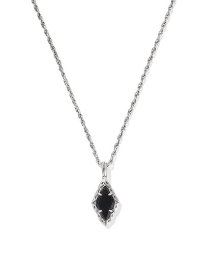 9608880587 ADELINE SHORT PENDANT NECKLACE VINTAGE SILVER GOLDEN OBSIDIAN ONE SIZE