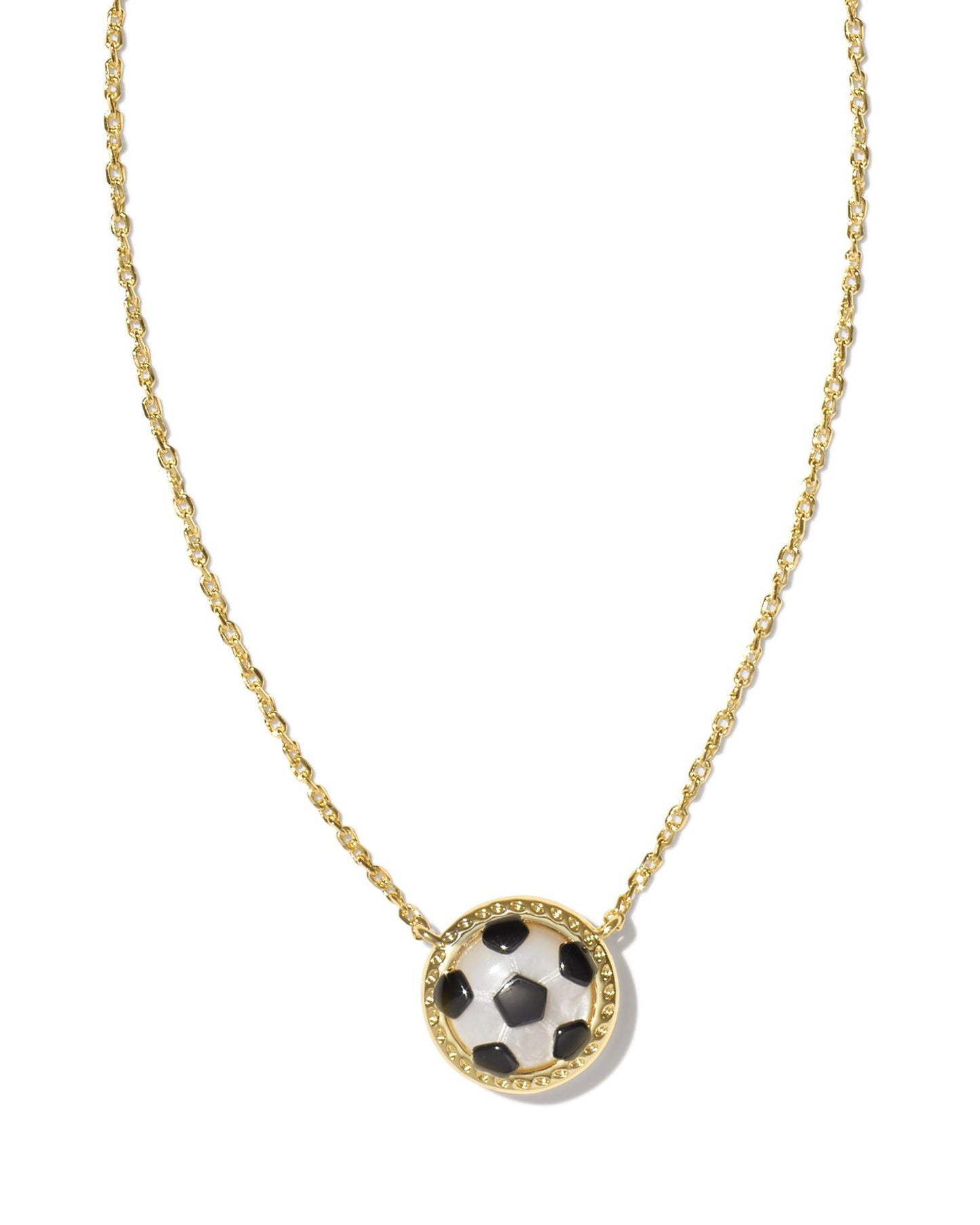 SOCCER SHORT PENDANT NECKLACE GOLD IVORY MOTHER OF PEARL ONE SIZE