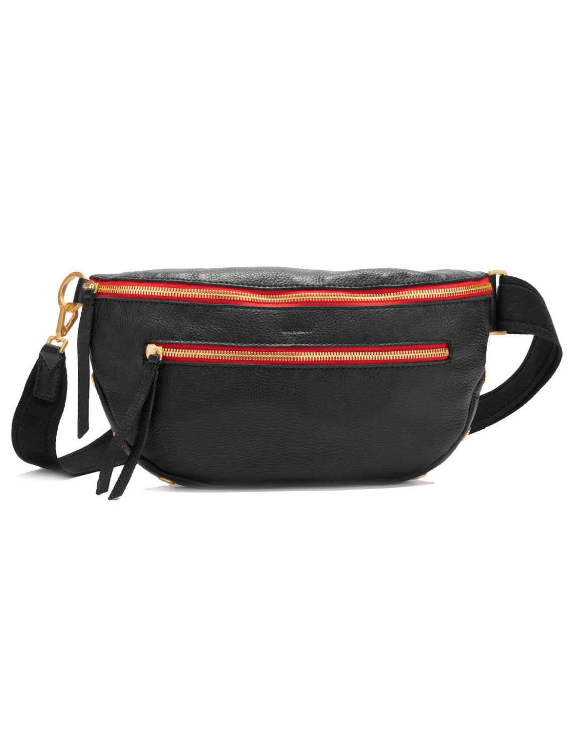 Charles Large Black Brushed Gold Red Zipper