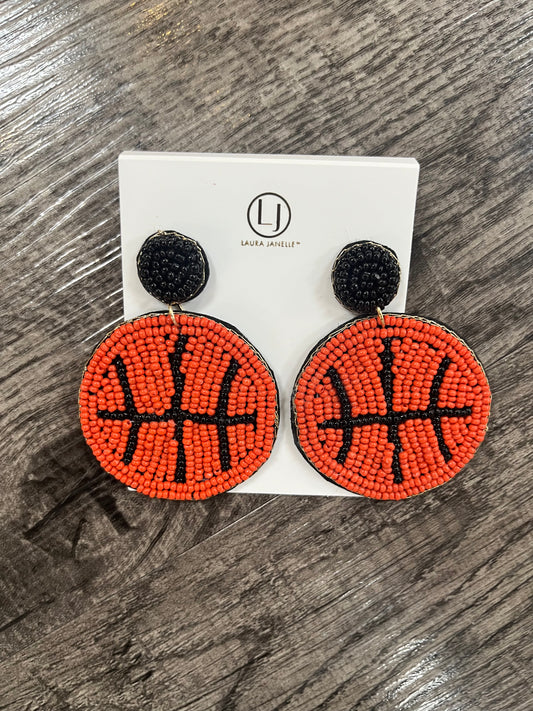 Orange Basketball Earrings