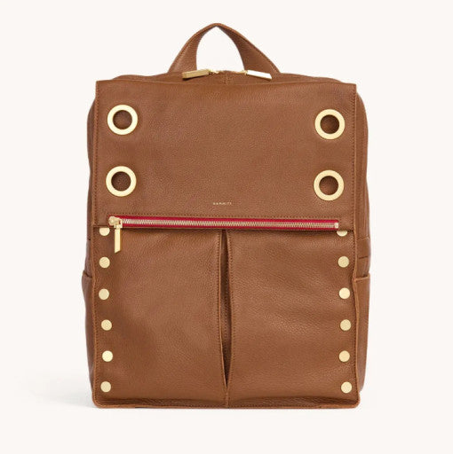 Montana Backpack XL Mahogany Pebble/Brushed Gold Red Zipper