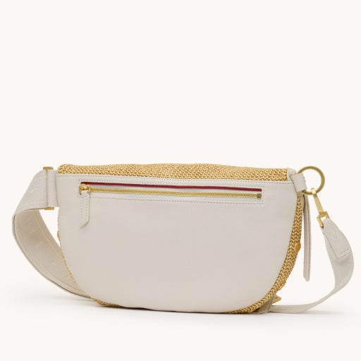 Charless Crossbody large Calla Lily White Raffia/Brushed Gold Hammered