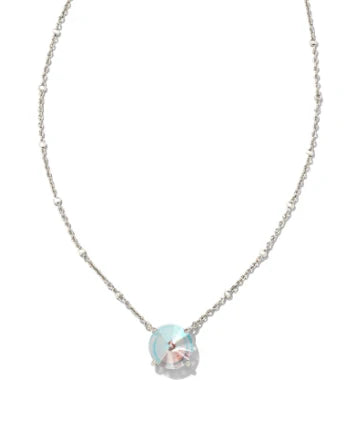 9608803257 JOLIE SHORT PENDANT Rhodium Dichroic Glass