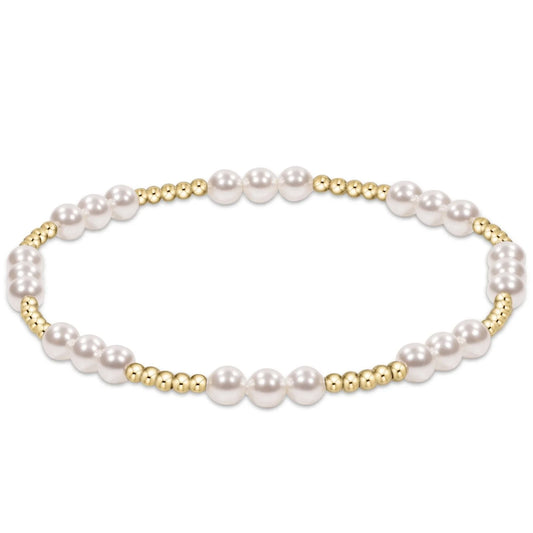 BCLJOYPPE4 Classic Joy Pattern 4mm Bead Bracelet - Pearl