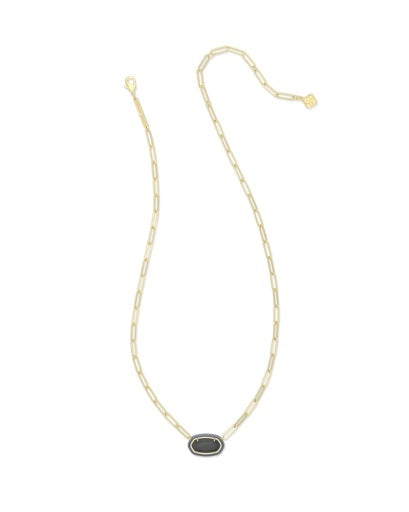 9608880363 ELISA ENAMEL FRAME PAPERCLIP NECKLACE GOLD BLACK AGATE ONE SIZE