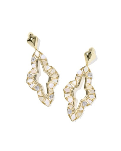 NEW!  9608878915 ABBIE CRYSTAL STATEMENT EARRINGS GOLD NEUTRAL MIX ONE SIZE