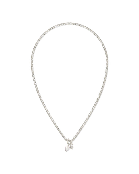9608867200 EVE CHAIN MULTI STRAND NECKLACE SILVER WHITE PEARL ONE SIZE