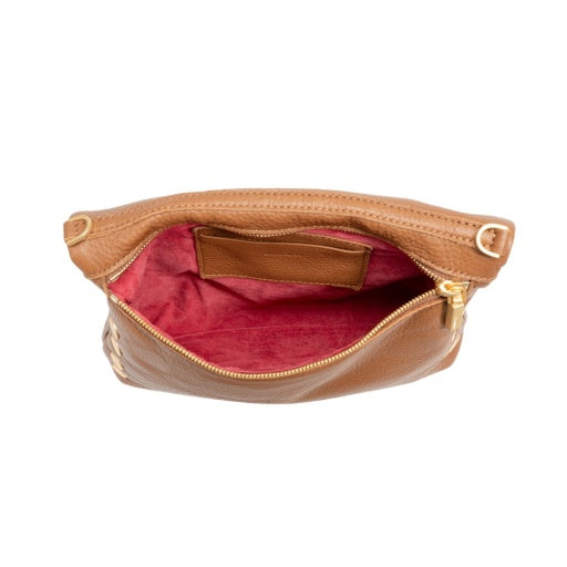 Vip Medium Mahogany Pebble/Brushed Gold Red Zipper
