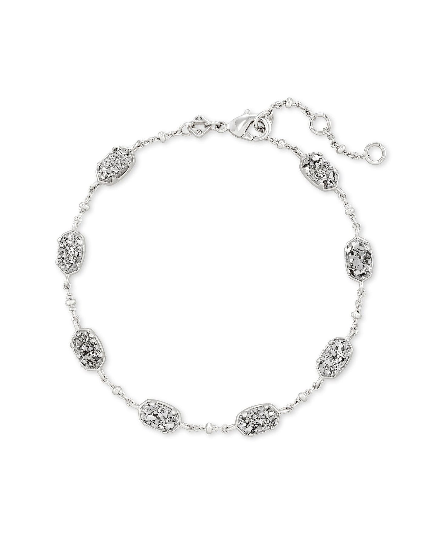 EMILIE LINK BRACELET RHODIUM PLATINUM DRUSY ONE SIZE